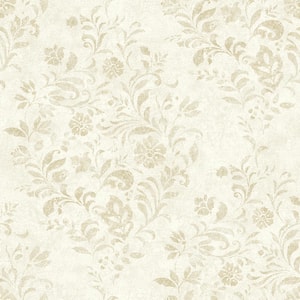 Brown Isidore Wheat Scroll Wallpaper Sample