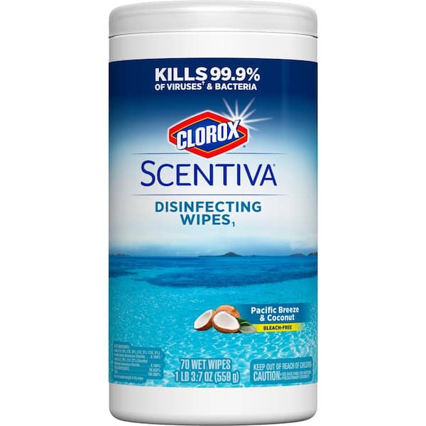 CLOROX SCENTIVA Scentiva 70-Count Pacific Breeze and Coconut Bleach Free Disinfecting Cleaning Wipes