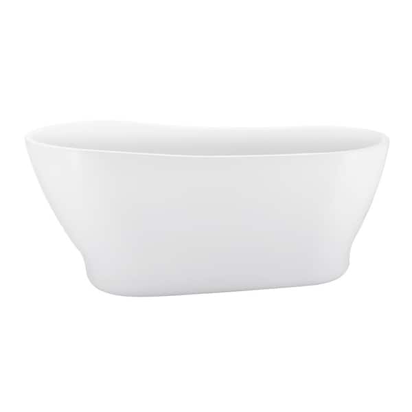 59 in. x 28 in. Freestanding Soaking Bathtub Stand Alone Flatbottom Acrylic SPA Tub with Reversible Drain in White