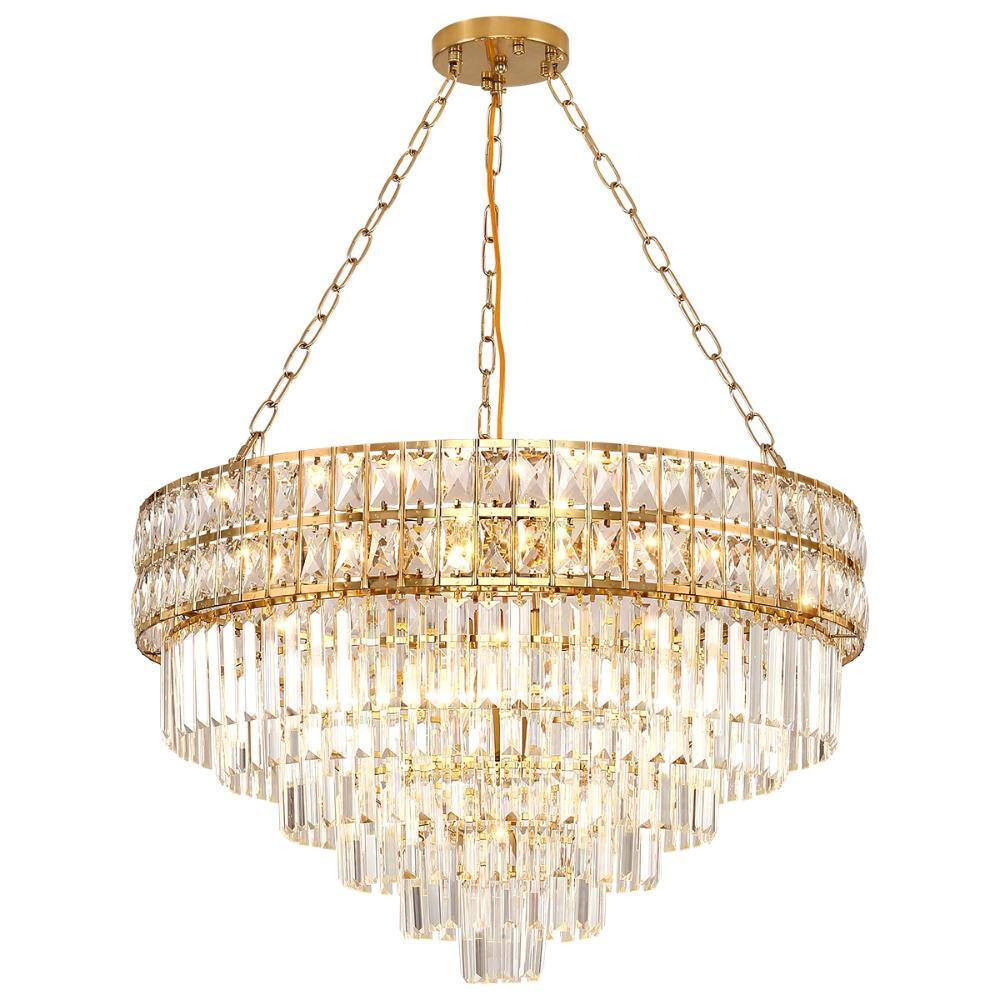 Modern Crystal Chandelier 29.5 in. 15-Light Gold Chandelier for Dinning Room, Living Room, Foyer, Bedroom price history on PriceWatchPro