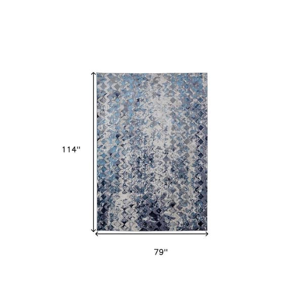 7 ft. x 10 ft. Blue and Ivory Geometric Area Rug