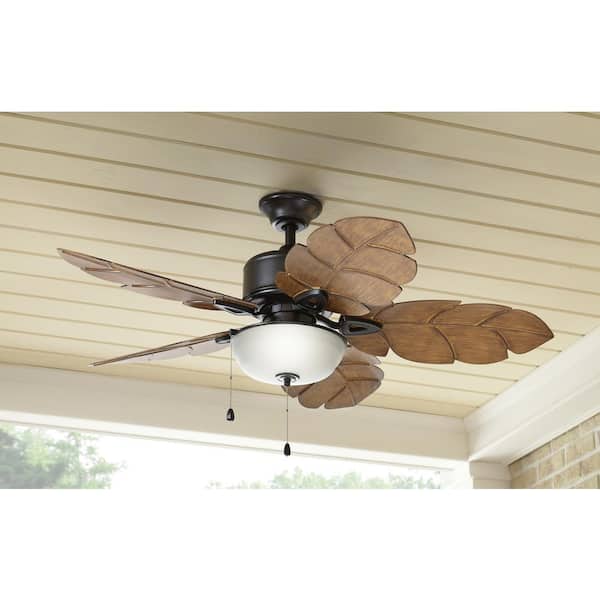 Home Decorators Collection Palm Cove 52 In Indoor Outdoor Led Natural Iron Ceiling Fan With Light Kit Downrod And Reversible Motor 51422 - Home Decorators Collection Palm Cove Ceiling Fan Installation