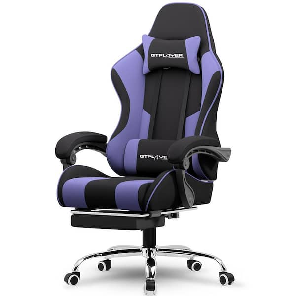 Gaming Chair Fabric Computer Chair with Footrest Height Adjustable Game Chair,Purple