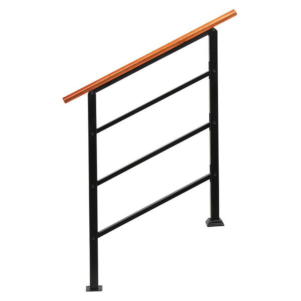 Karl home 36.6 in. H x 39 in. W Adjustable Wood Metal Stair Railing Kit in Black