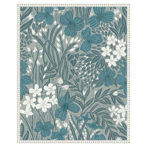 Amanti Art Field of Flowers Blue by Katie Oshea 23 in. W x 28 in. H. Canvas Wall Art Print Framed in White