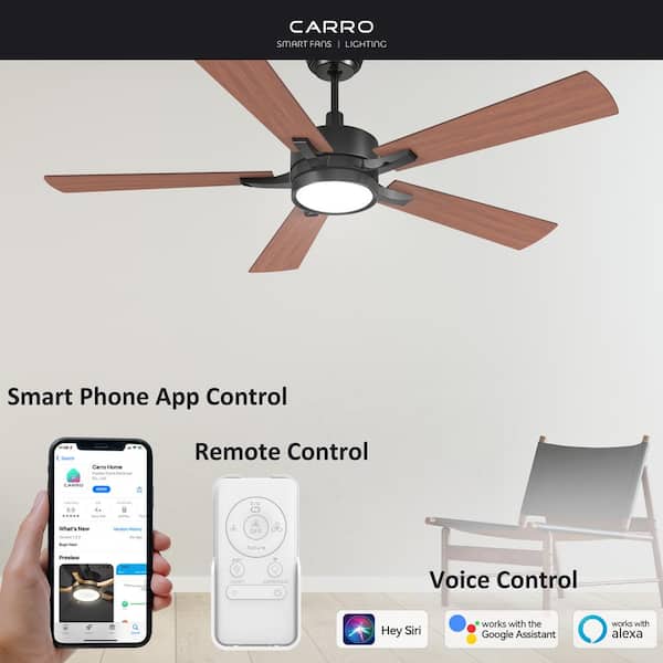 Apex 56 in. Dimmable LED Indoor/Outdoor Black Smart Ceiling Fan, with Light and Remote, Works w/Alexa/Google Home