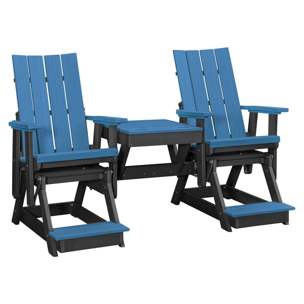 Brandon Series 76 in. 2 Person Black High Density Polyethylene Plastic Outdoor Balcony Height Double Glider with Table price history on PriceWatchPro