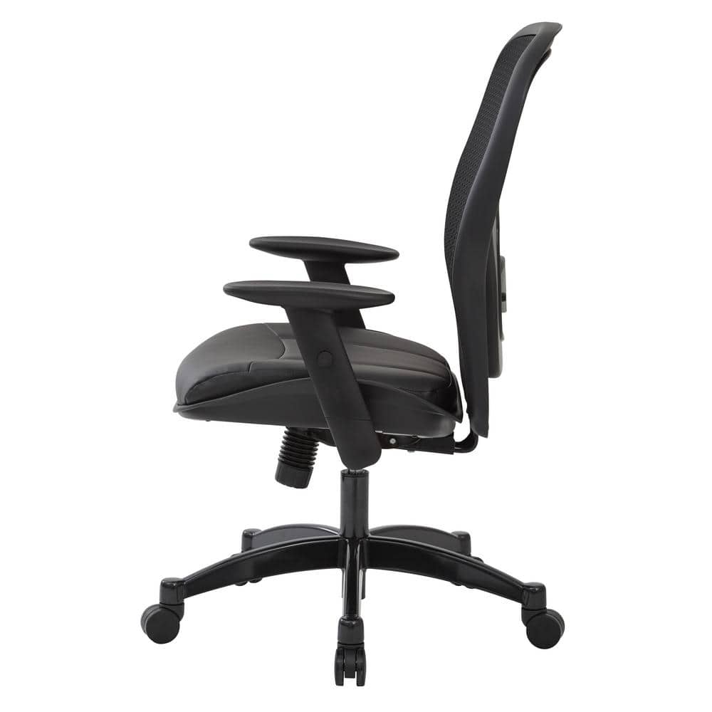 Ergonomic High-Back Executive Mesh Chair with Leather Seat and Adjustable Arms