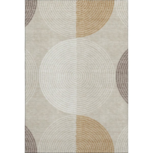 Mayfield Premium Machine Washable Abstract AMF2281 Beige 10 ft. x 14 ft. Area Rug