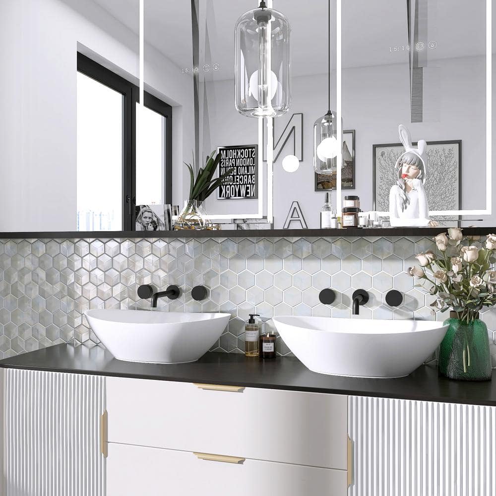 Aurora Glossy White Glass Hexagonal Mosaic Tile 10x12
