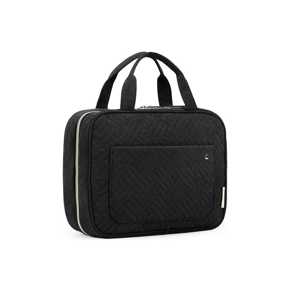 Black Hanging Toiletry Bag with Multiple Compartments, Water-resistant Travel Organizer for Cosmetics and Toiletries