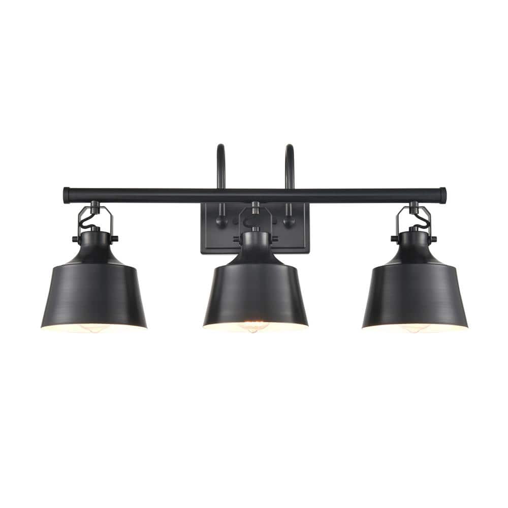 Provin 28.38 in. Matte Black Vanity Light with Black Metal Shade price history on PriceWatchPro