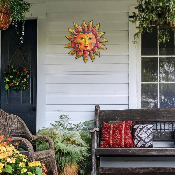 Cubilan 13 in. x 13 in. Metal Sun Flower Wall Decor Sculpture for