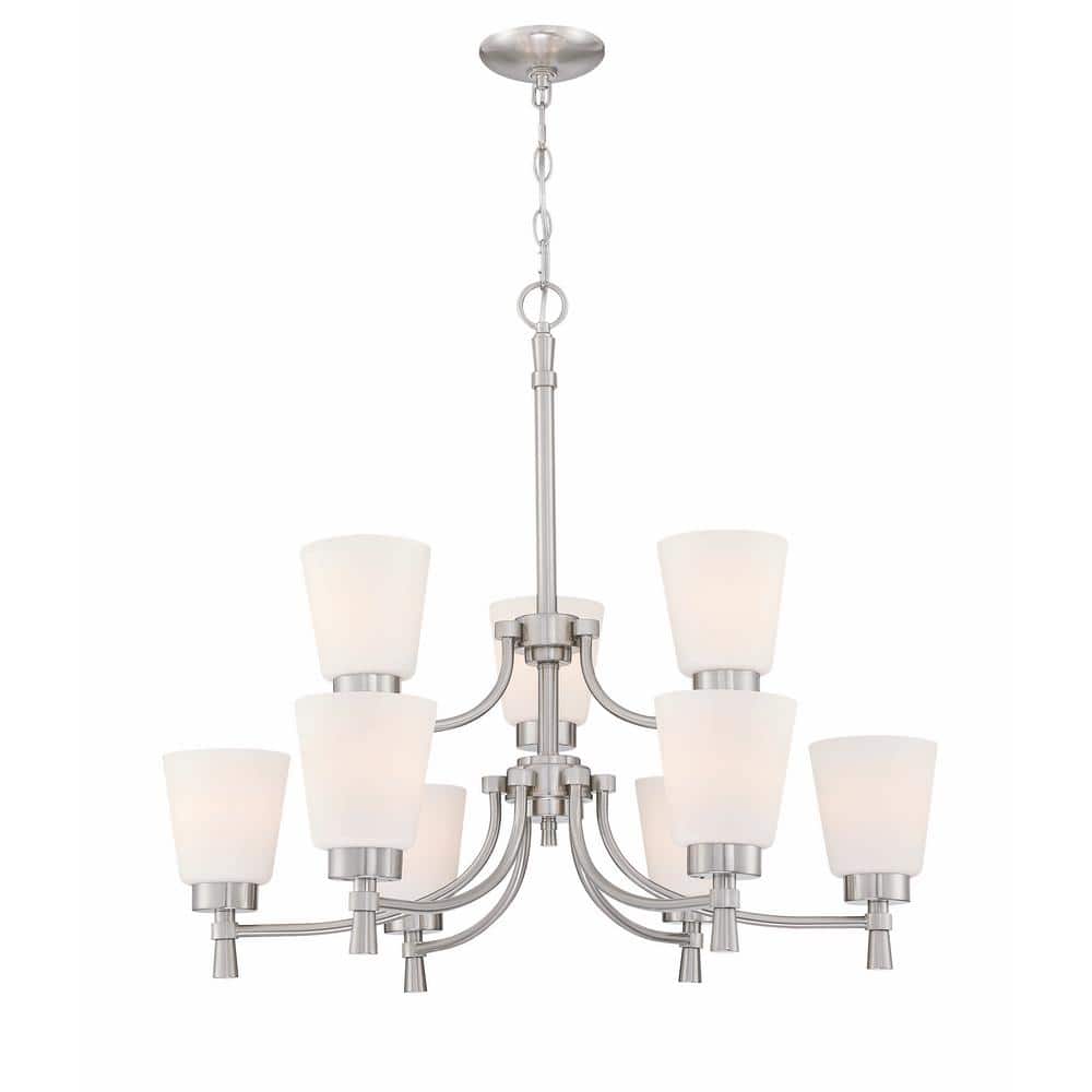 9-Light Brushed Nickle Finish Hanging Chandelier Tiered with Shade price history on PriceWatchPro