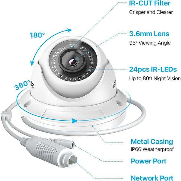 ZOSI ZM4285D 5MP PoE Wired IP Security Camera Only Compatible with