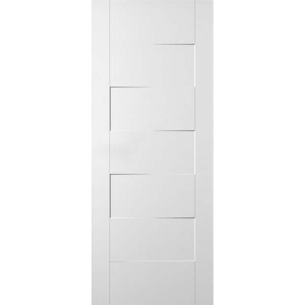 36 in. W x 80 in. H x 1-3/8 in. D 1-Panel Hollow Core Lester Snow White Prefinished Wood Interior Door Slab