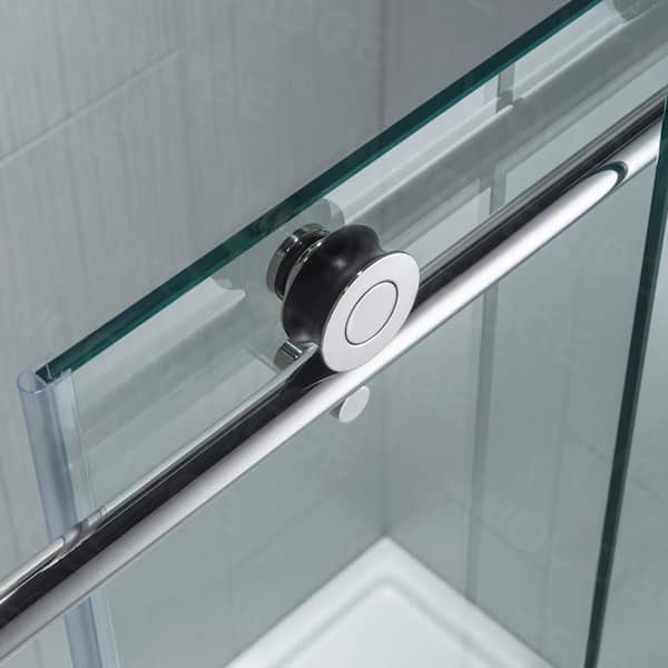 Blofield 56 in. to 60 in. x 76 in. Frameless Sliding Shower Door with Shatter Retention Glass in Chrome Blofield 56 in. to 60 in. x 76 in. Frameless Sliding Shower Door with Shatter Retention Glass in Chrome