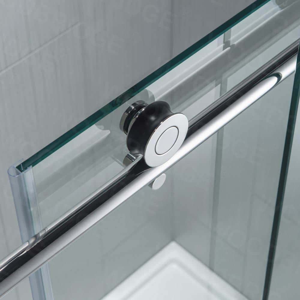 48'' Frameless Clear Tempered Glass Sliding Shower Door