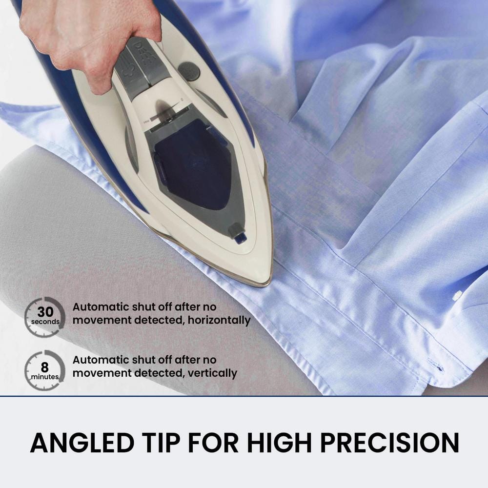 Kenmore White and Blue Digital Steam Iron with Stainless Steel Soleplate