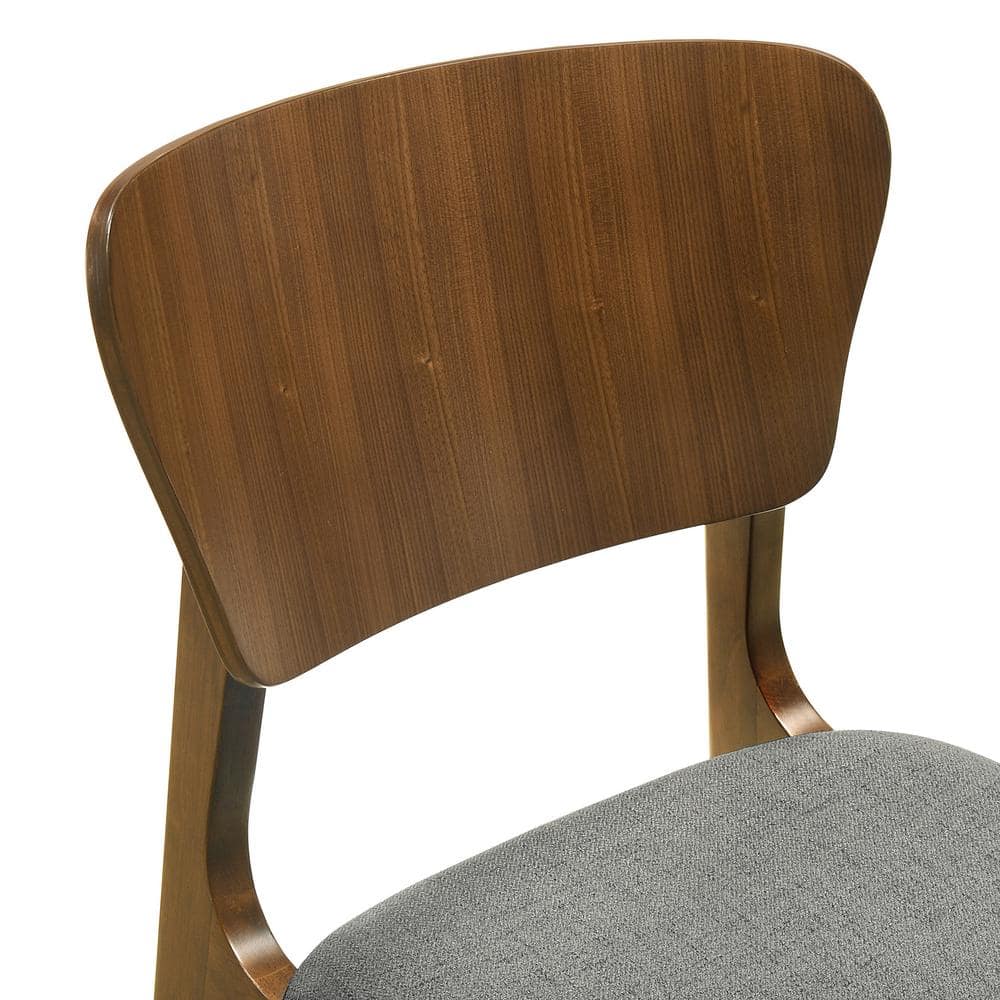 Kalia Charcoal Upholstered Walnut Wood Side Dining Chair Set of 2