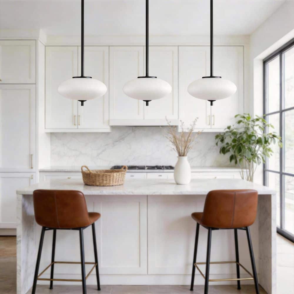 1-Light 7.8 in. Matte Black Modern Dimmable Integrated LED Pendant Light For Dining Kitchen Foyer Island Lighting price history on PriceWatchPro