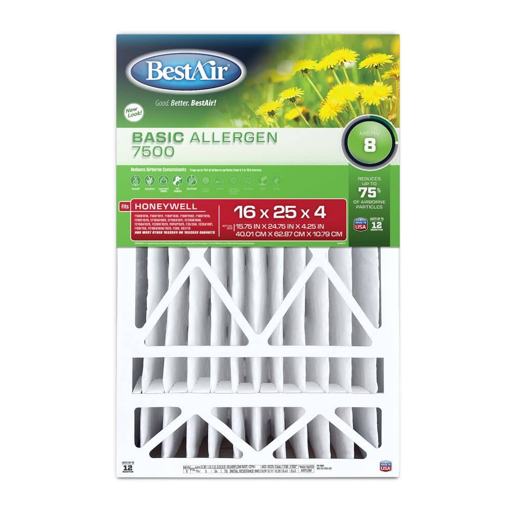 BestAir 16 x 25 x 4 Honeywell FPR 4 Air Cleaner Filter HW1625-8R