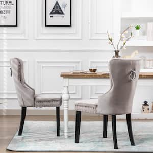 Brooklyn Gray Tufted Velvet Dining Side Chair (Set of 2)