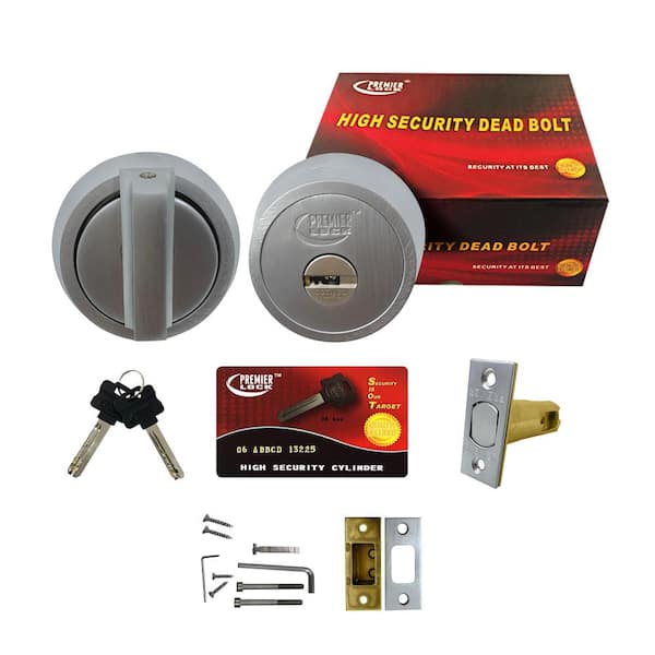 Premier Lock US26 Satin Chrome Heavy-Duty High-Security Single Cylinder Deadbolt with 06 Keyway (3-Pack)