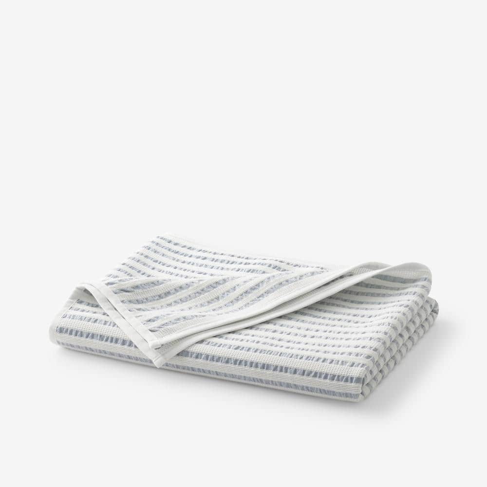 The Company Store Ruched Stripe Dusty Blue Throw Blanket 85100XOS