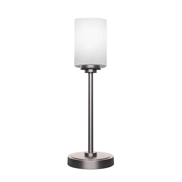 Unbranded Quincy 17.5 in. Graphite Accent Lamp with White Muslin Glass Shade