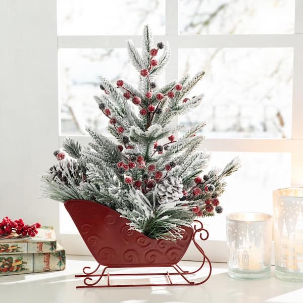 Have a question about Glitzhome 21 in. H Christmas Red Sleigh