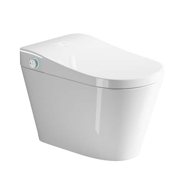 Elongated Smart Bidet Toilet 1.28 GPF in White with Heated Seat, Auto Open/Close, Warm Water Wash, Air Dryer, Night