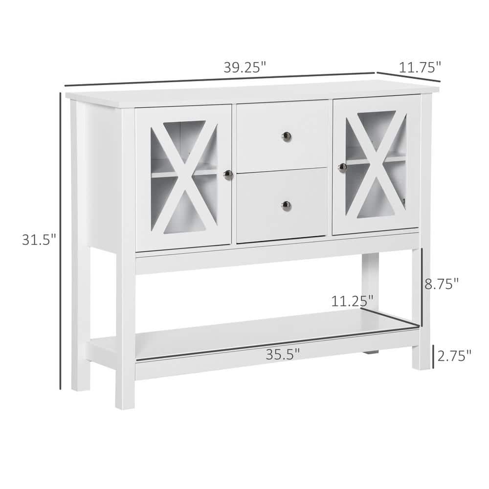 Elegant 70" White Freestanding Kitchen Buffet with Adjustable Shelving