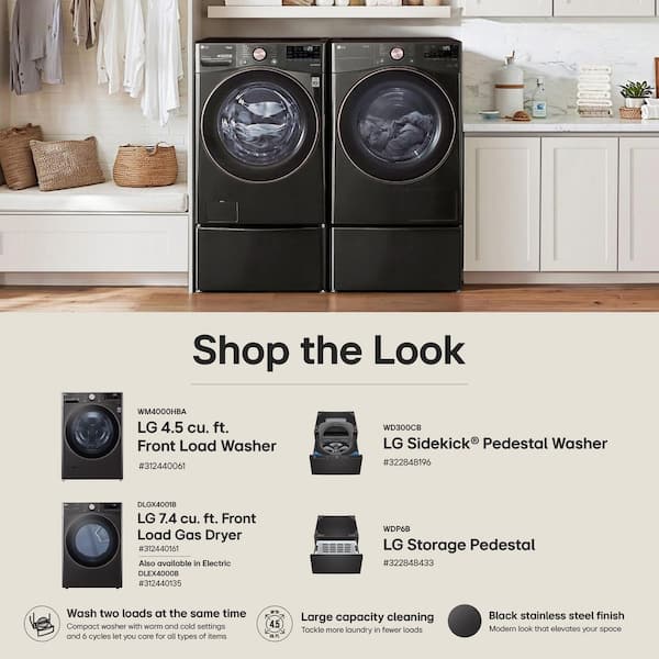 LG 27 in. W 1 cu. ft. Pedestal Front Load Washer Slim DD Motor in