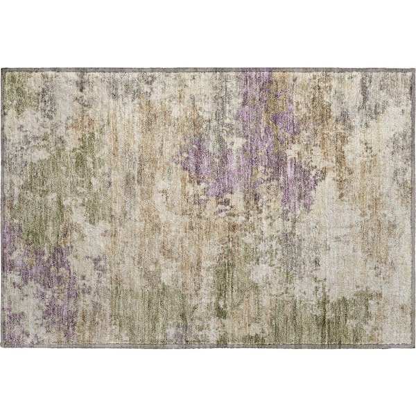 Mayfield Premium Machine Washable Abstract AMF2068 Beige 2 ft. x 3 ft. Accent Rug