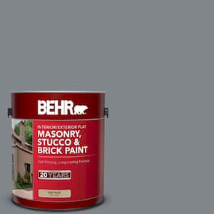 1 gal. #N500-5 Magnetic Gray color Flat Interior/Exterior Masonry, Stucco and Brick Paint