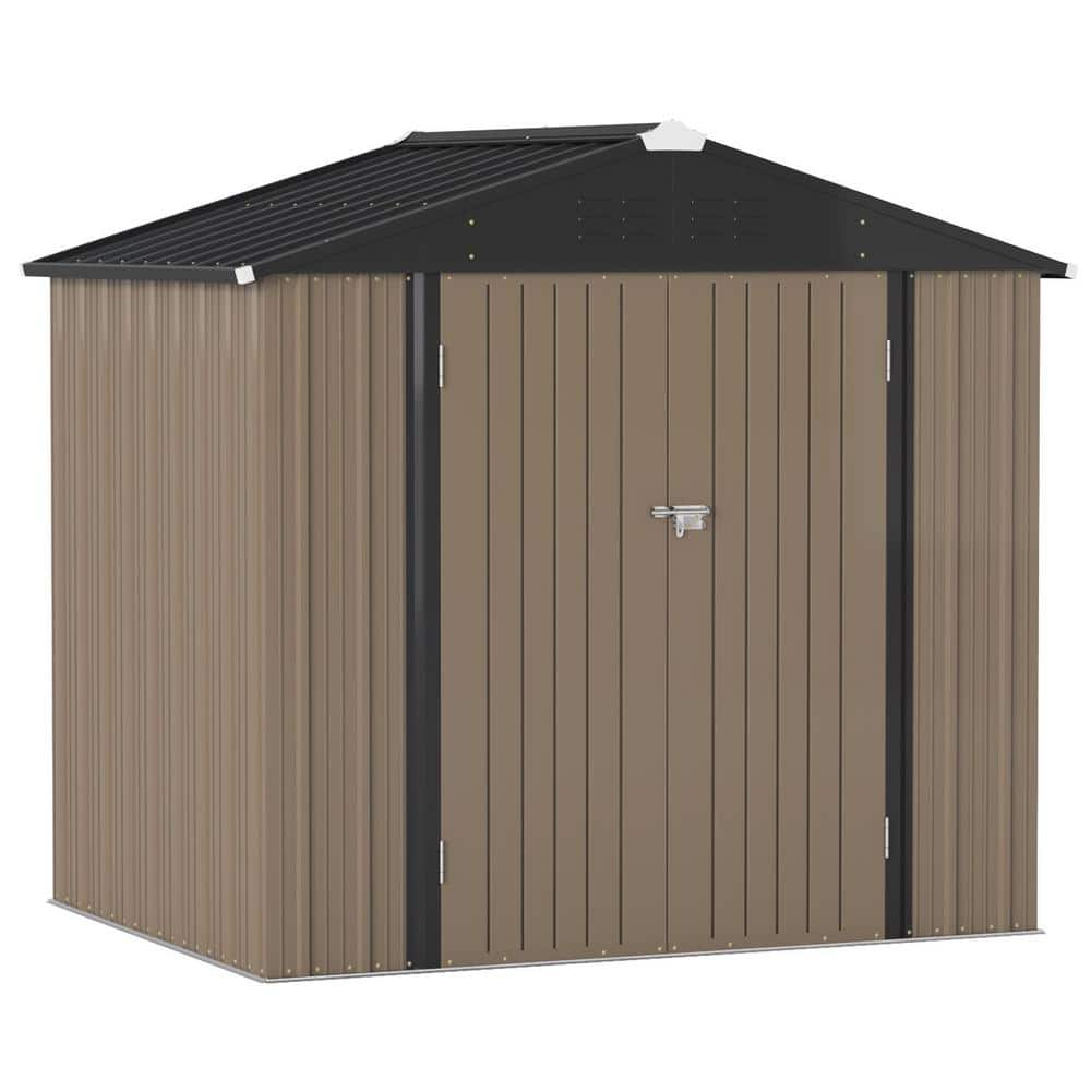 Tozey 6 Ft. W X 8 Ft. D Outdoor Storage Metal Shed Lockable Metal ...