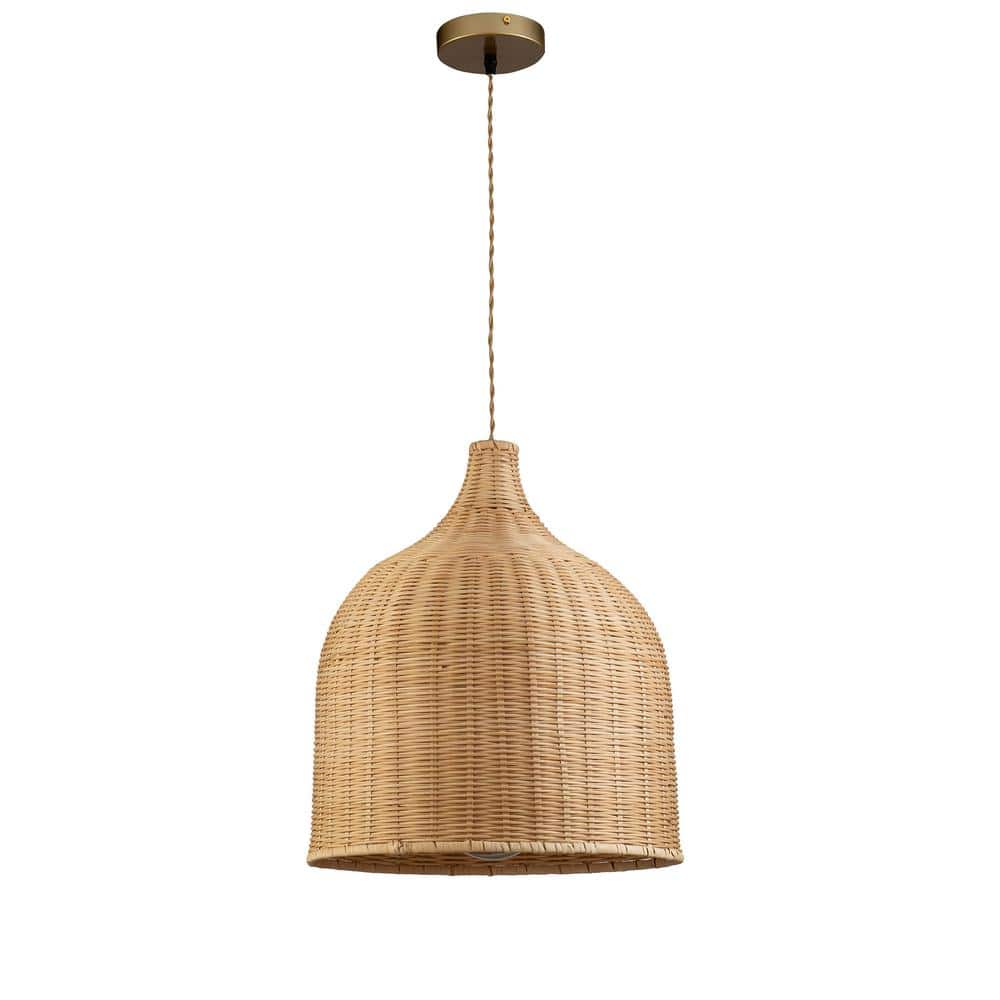 Bohemian Charm Handwoven Rattan Dome Pendant Light in Brown
