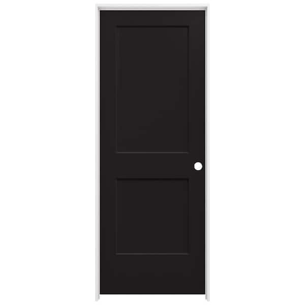 JELD-WEN 30 in. x 80 in. Monroe Black Painted Left-Hand Smooth Solid Core Molded Composite MDF Single Prehung Interior Door