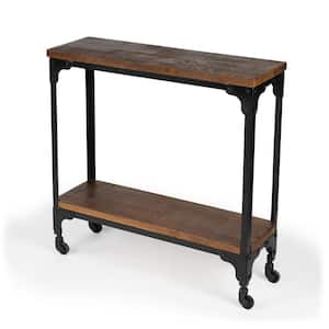 Gandolph 31.5 in. x 31.25 in. H x 31.5 in. W x 9.5 in. D Brown Rectangle Wood and Iron Industrial Chic Console Table