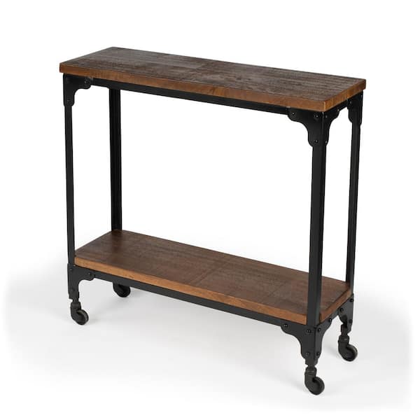 Butler Specialty Company Gandolph 31.5 in. x 31.25 in. H x 31.5 in. W x 9.5 in. D Brown Rectangle Wood and Iron Industrial Chic Console Table