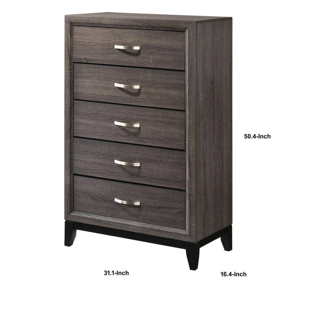Gray Solid Wood Vertical Chest with Soft Close Drawers
