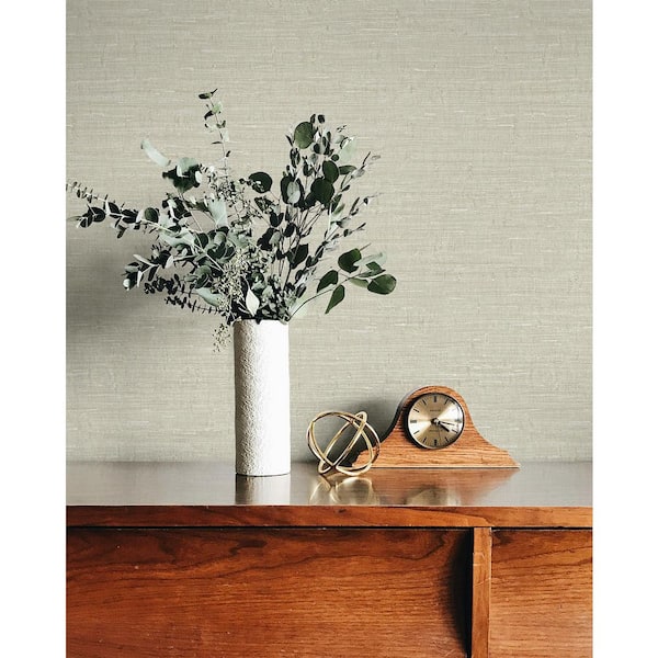 60.75 sq. ft. Oat Wilslow Weave Embossed Vinyl Unpasted Wallpaper Roll