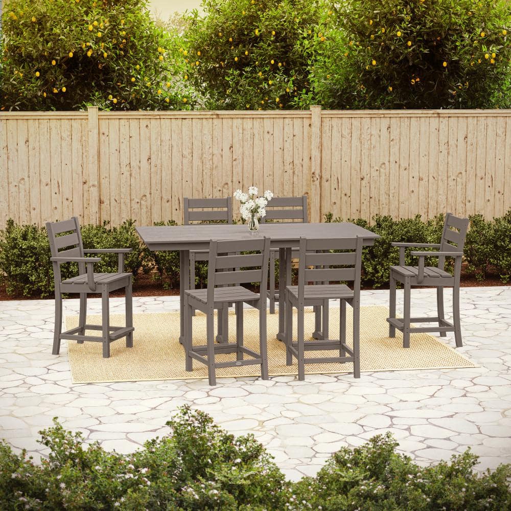 Grant Park Slate Grey 7-Piece HDPE Plastic Farmhouse Counter Set price history on PriceWatchPro