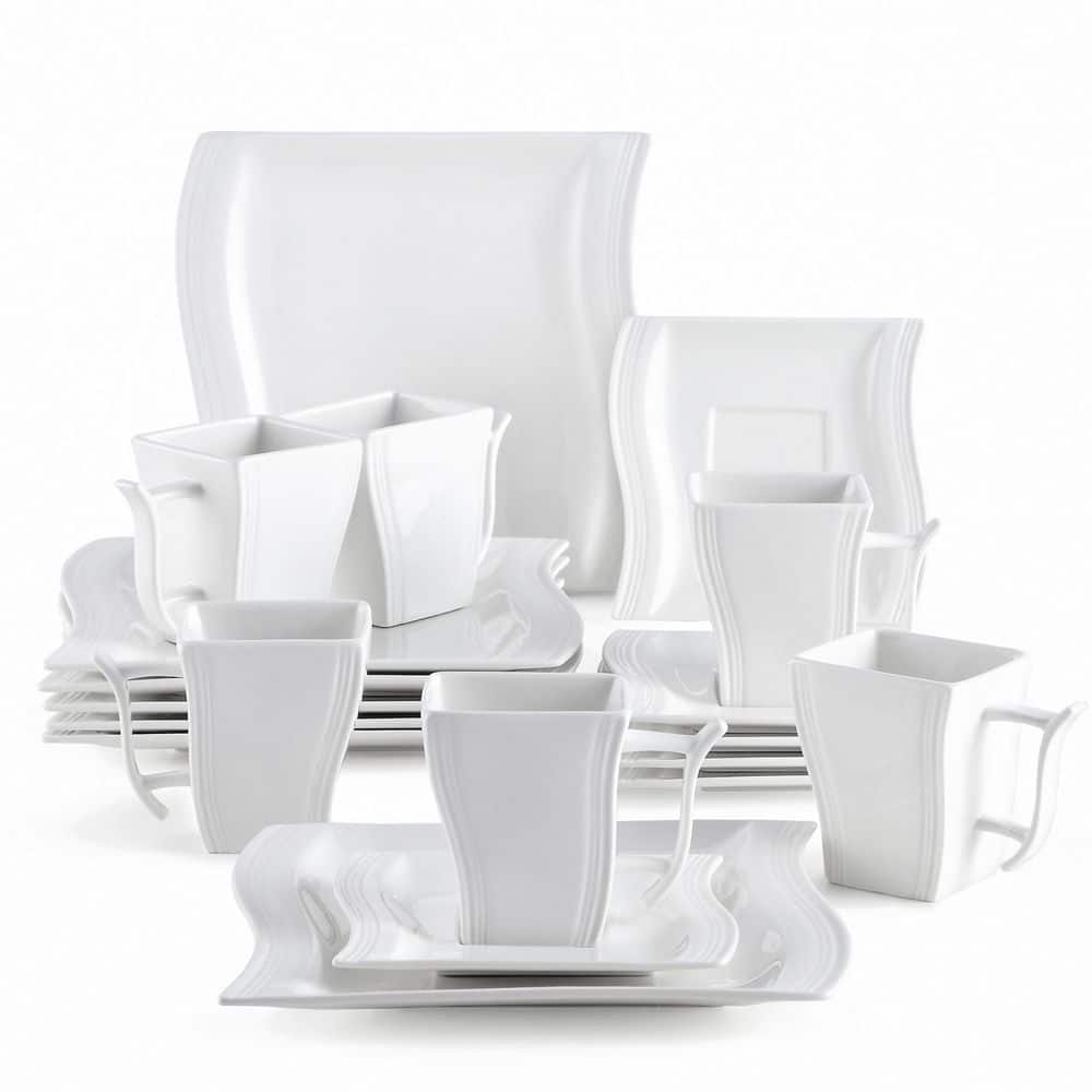 MALACASA, Series Flora 26pcs Dinnerware Set Porcelain Bowls and