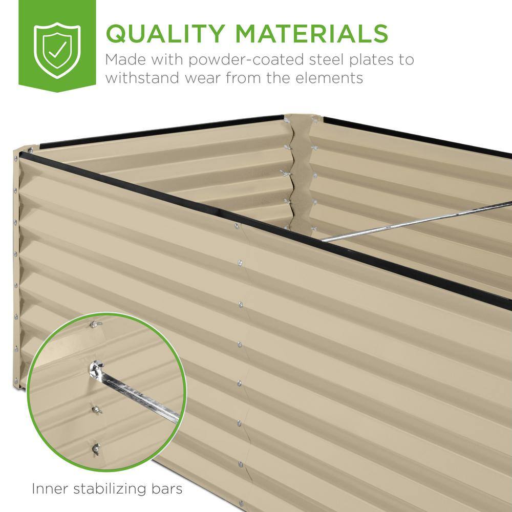 Beige 6x3x2ft Powder-Coated Steel Outdoor Raised Garden Bed