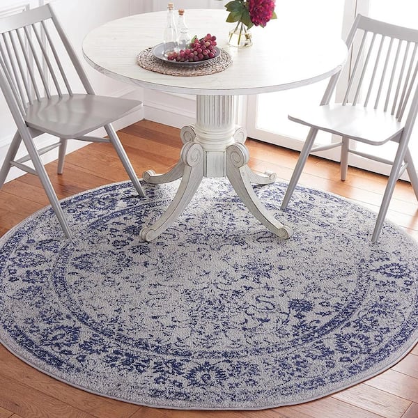 Purple Polypropylene 6 ft. x 6 ft. Oriental Indoor Round Area Rug