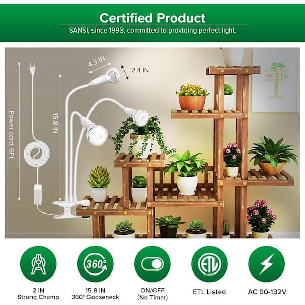 SANSI 450-Watt White Equivalent Full Spectrum 3 Head Clip-on