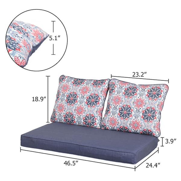 Aoodor 46.5 in. x 24.4 in. Outdoor Loveseat Replacement Cushions