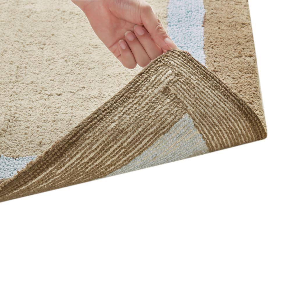 Amherst Brown and Blue Cotton Tufted Bath Rug 20x30